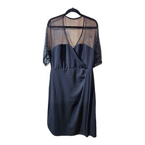 KIYONNA Black Ruched Mesh A-Line Dress - Size 2X